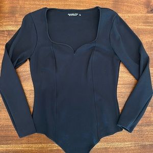 Abercrombie Long Sleeve Ponte Sweetheart Bodysuit